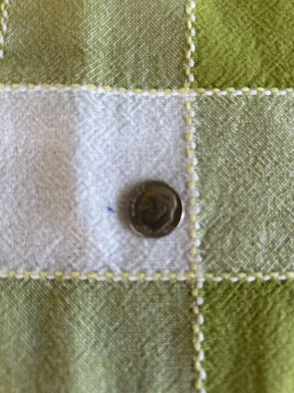 Bright Olive Green and White Checked Cotton Tablecloth 48